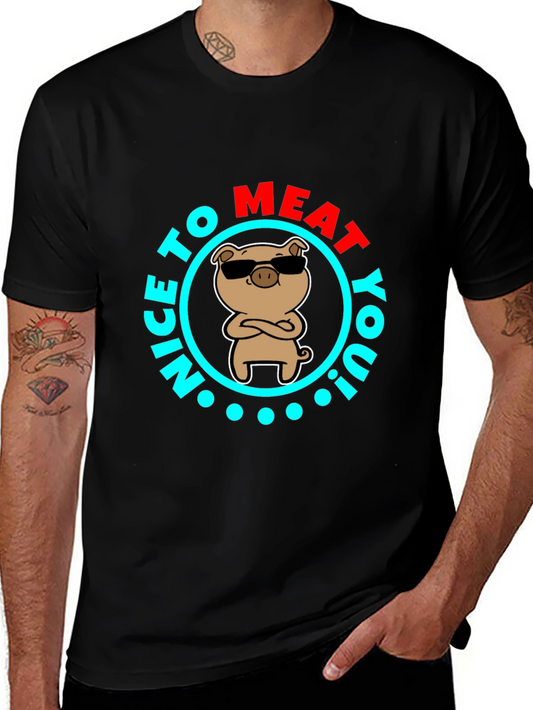 Nice To Meat You Pig T-Shirt - Funny BBQ Tee