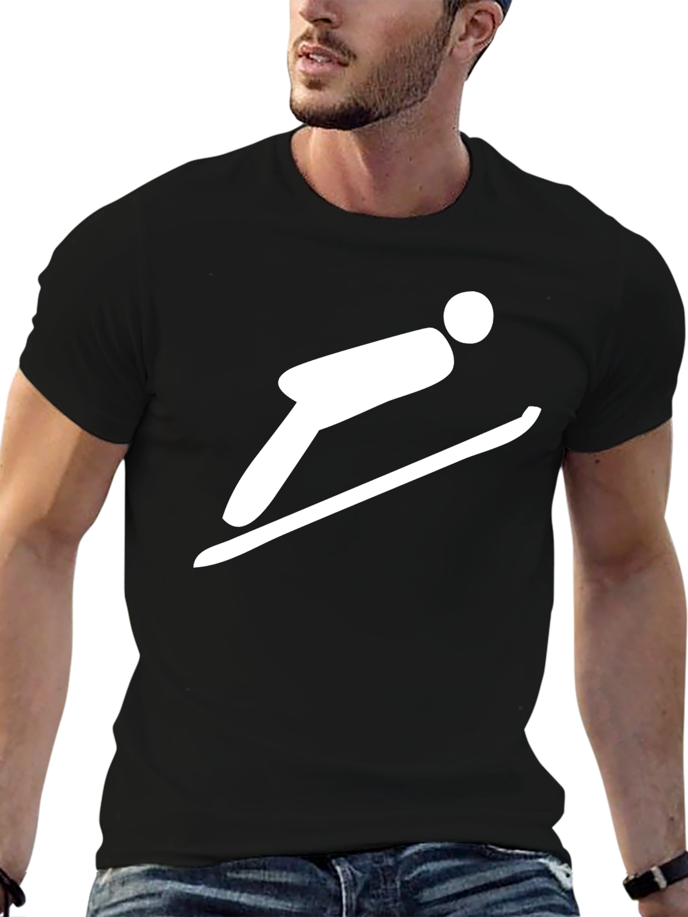 Ski Jumper Graphic Tee - Black