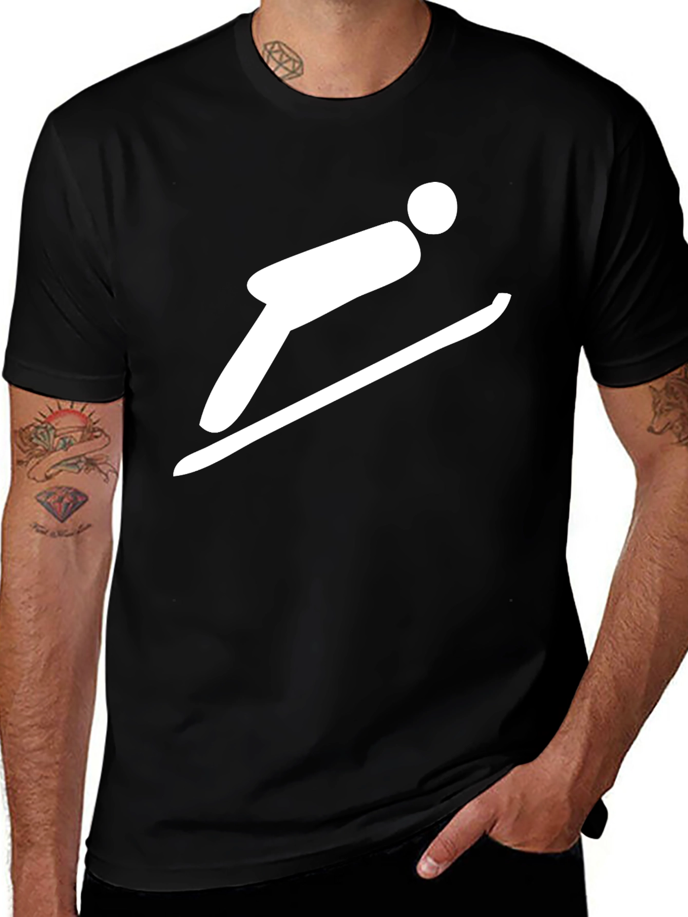 Ski Jumper Graphic Tee - Black