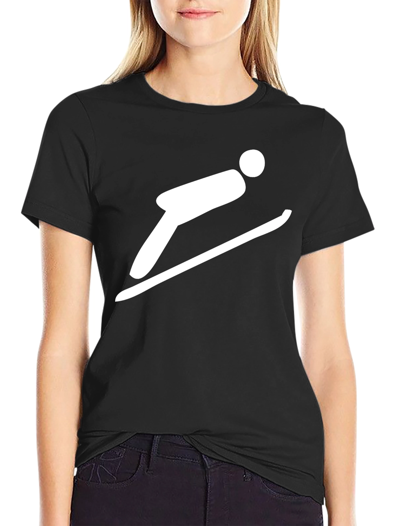 Ski Jumper Graphic Tee - Black