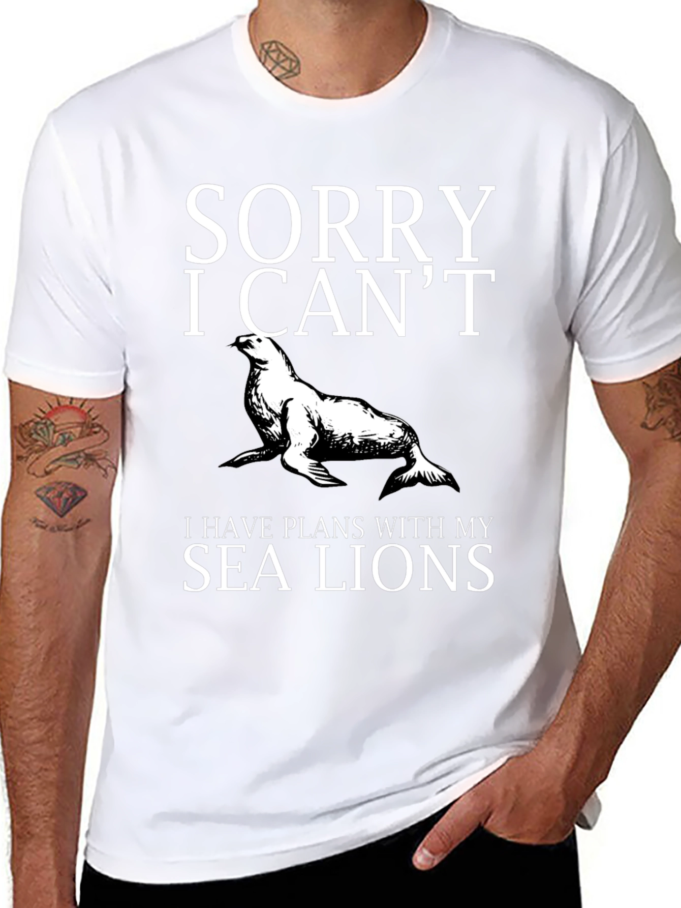 Funny Sea Lion Plans Graphic T-Shirt