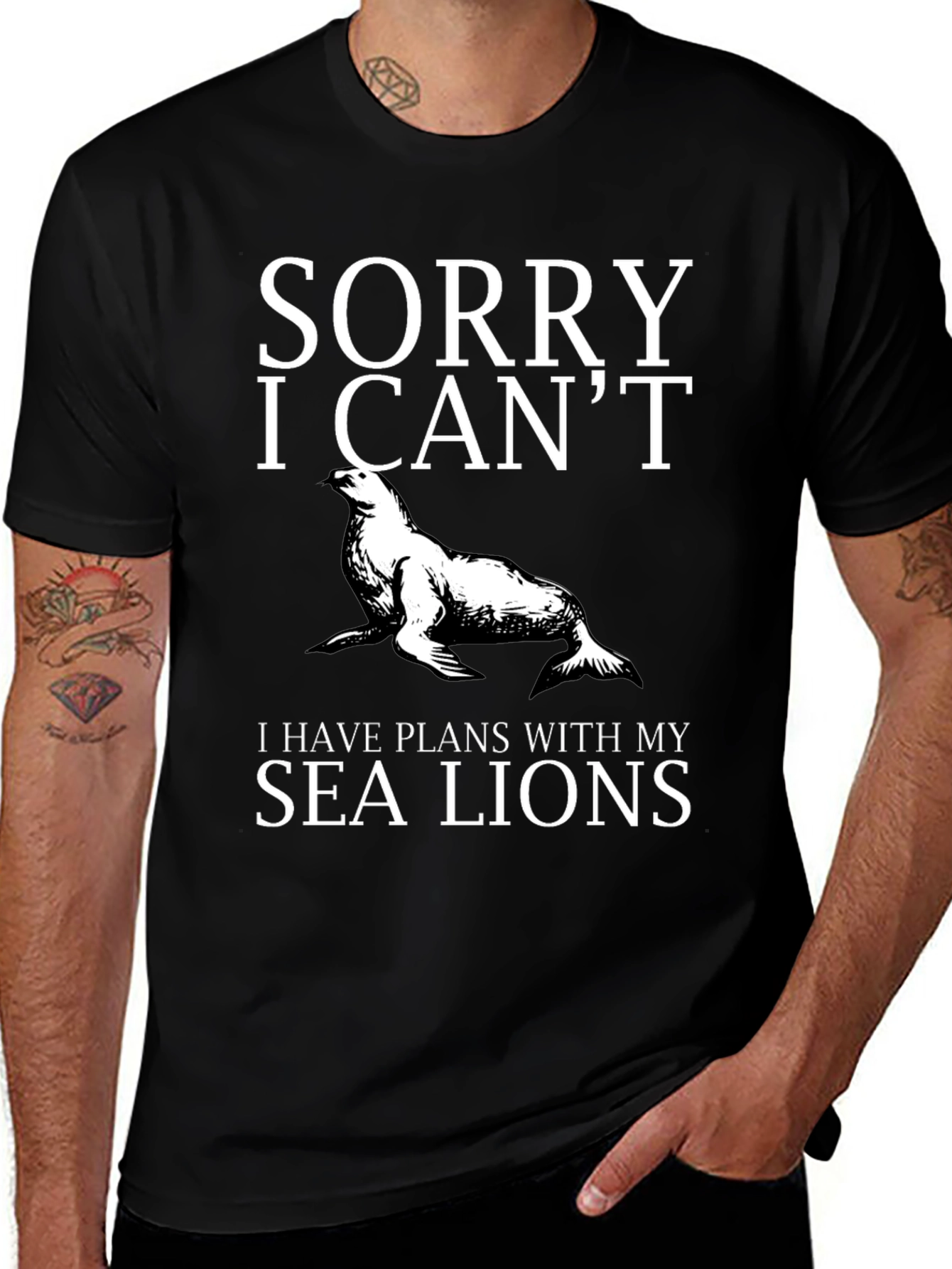 Funny Sea Lion Plans Graphic T-Shirt