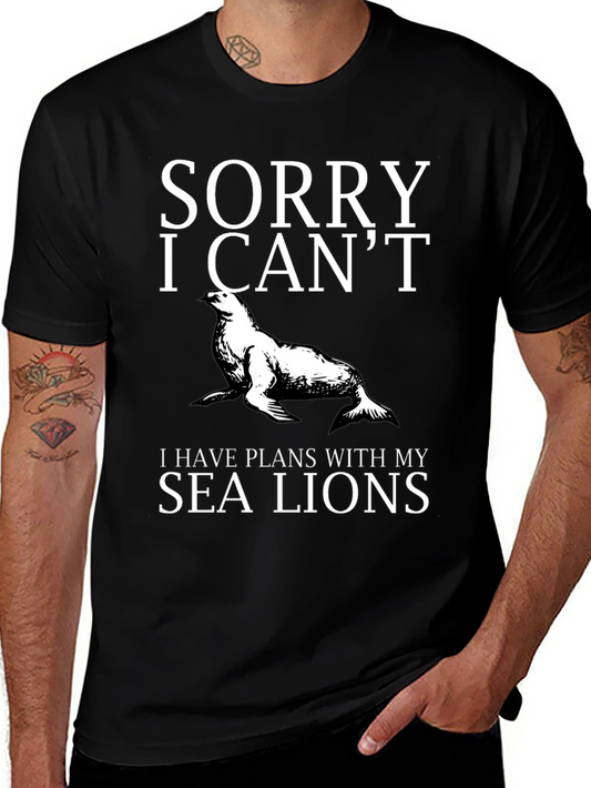 Funny Sea Lion Plans Graphic T-Shirt