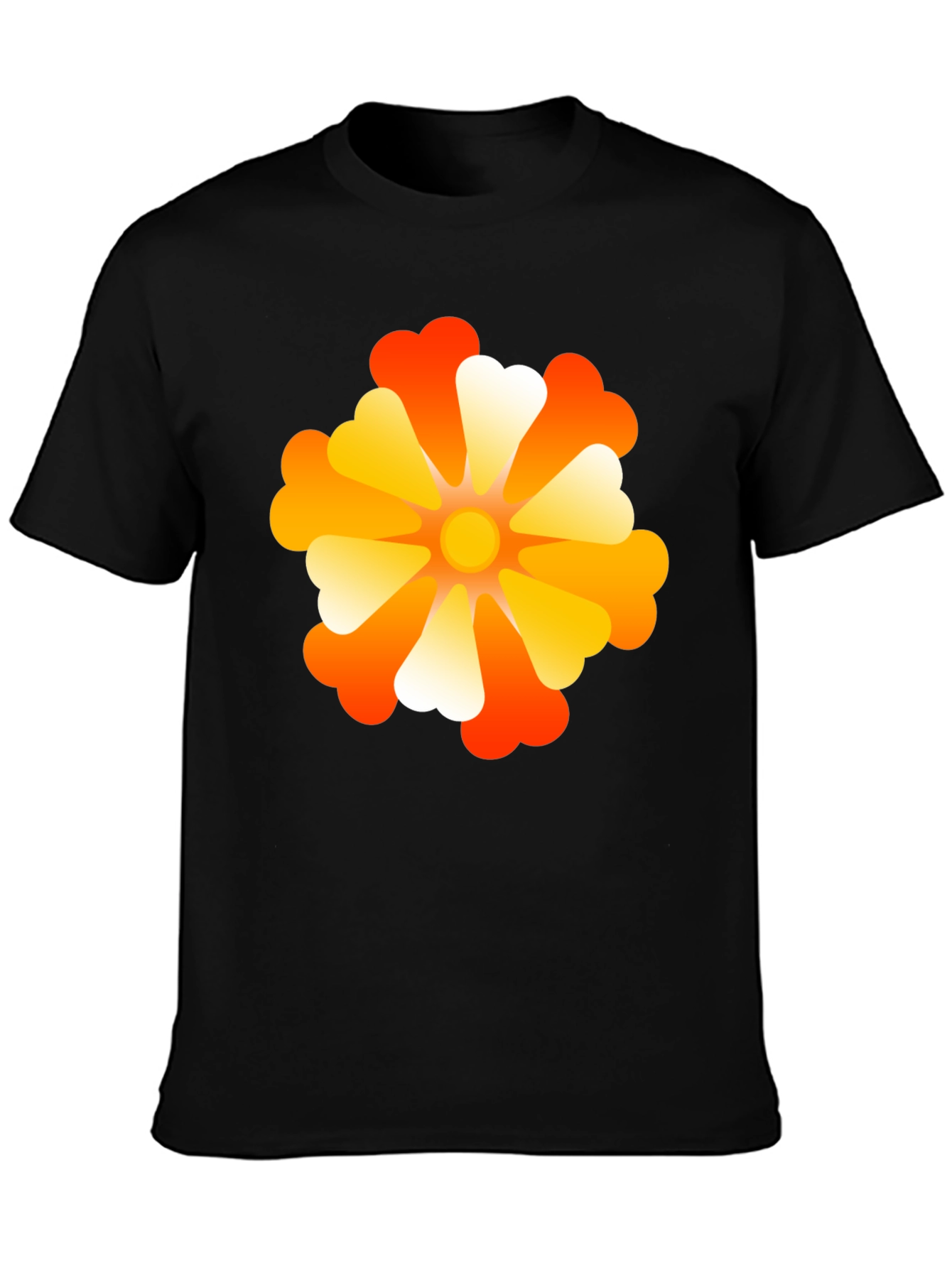 Retro Flower Power Black T-Shirt