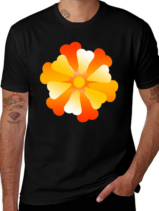 Retro Flower Power Black T-Shirt