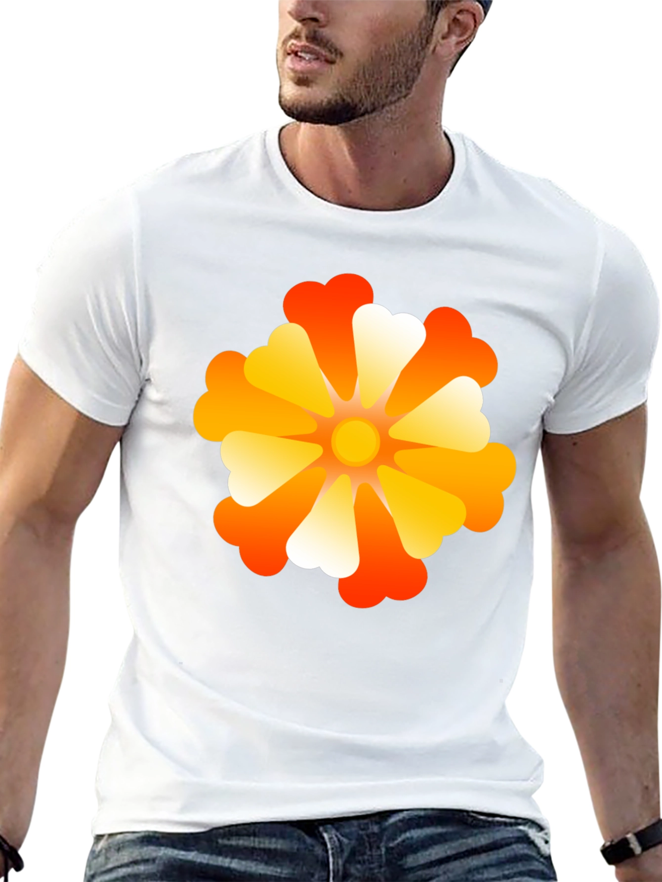 Retro Flower Power Black T-Shirt