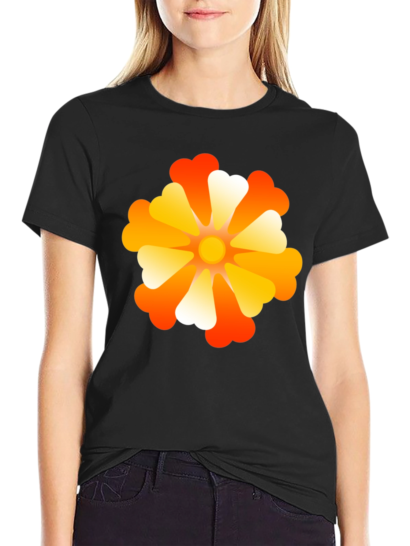 Retro Flower Power Black T-Shirt