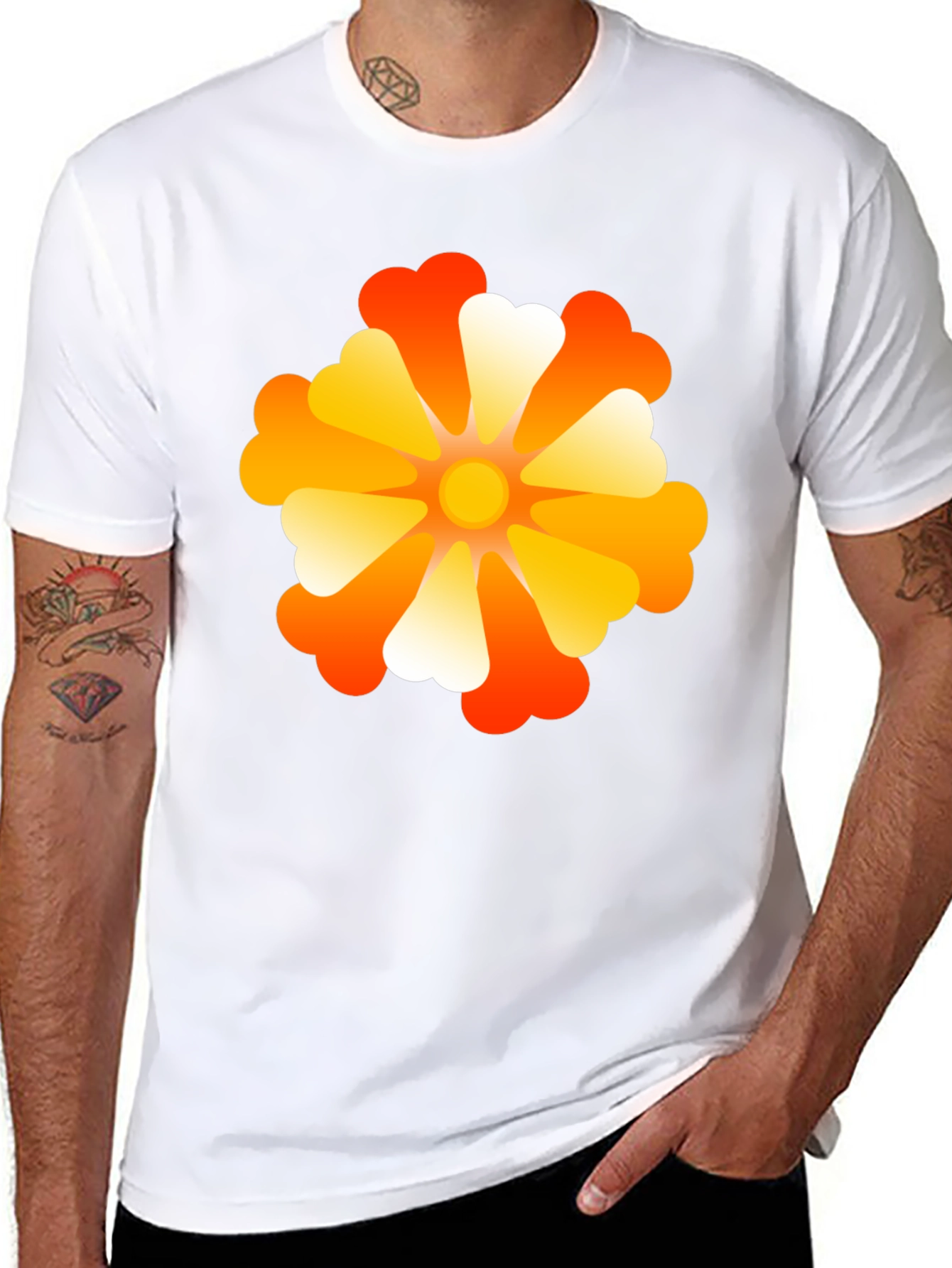 Retro Flower Power Black T-Shirt
