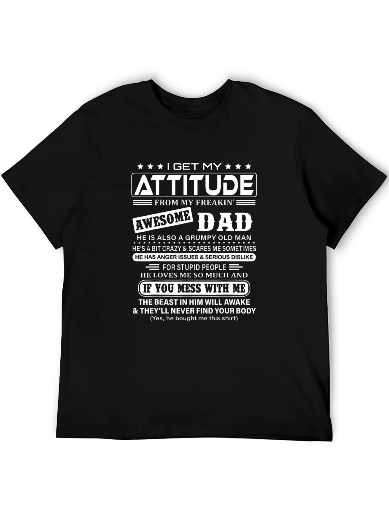 Attitude Awesome Dad Funny Novelty T-Shirt