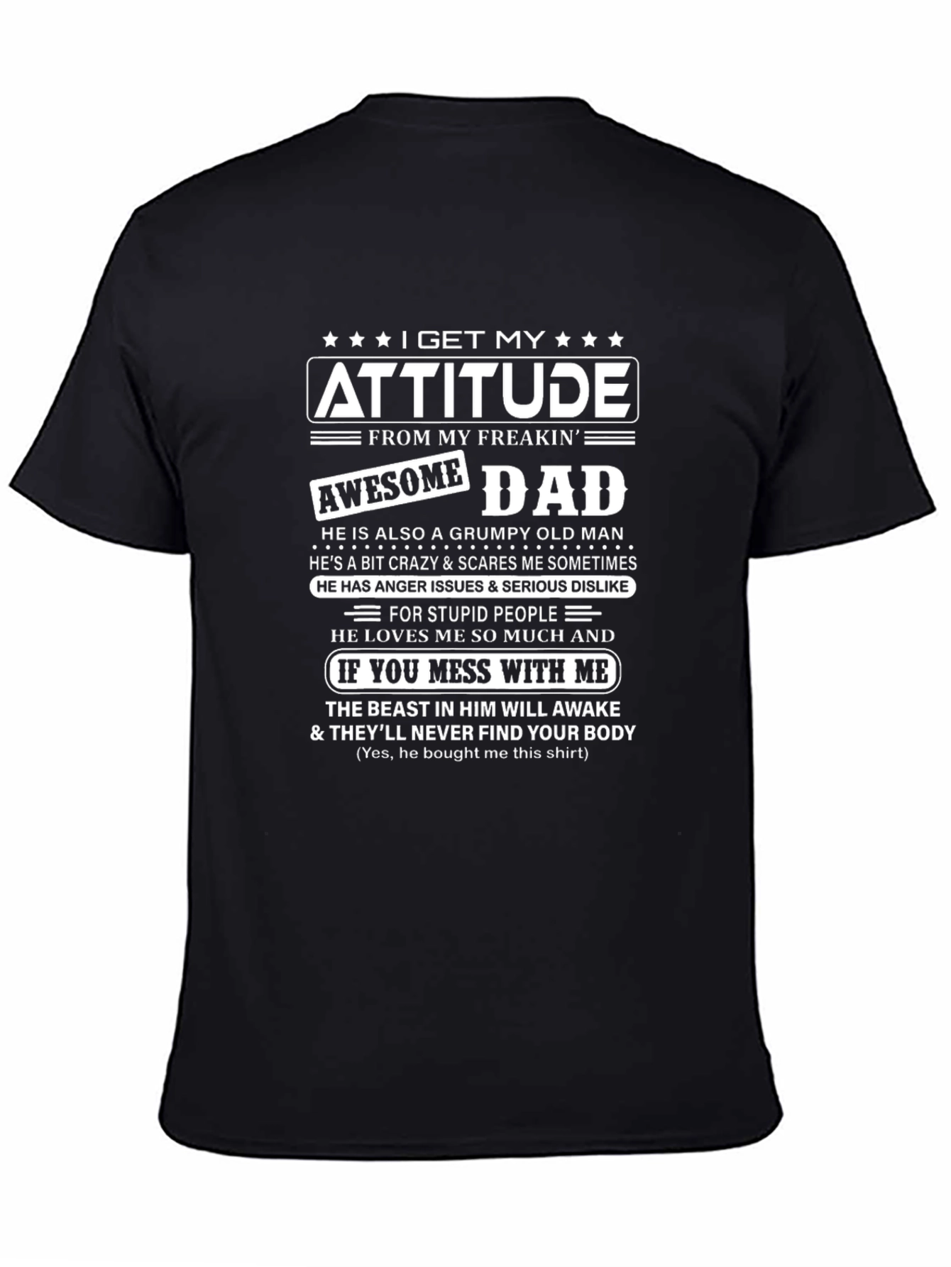 Attitude Awesome Dad Funny Novelty T-Shirt