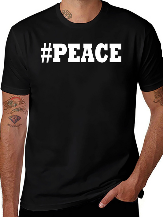 Hashtag Peace Black Graphic T-Shirt