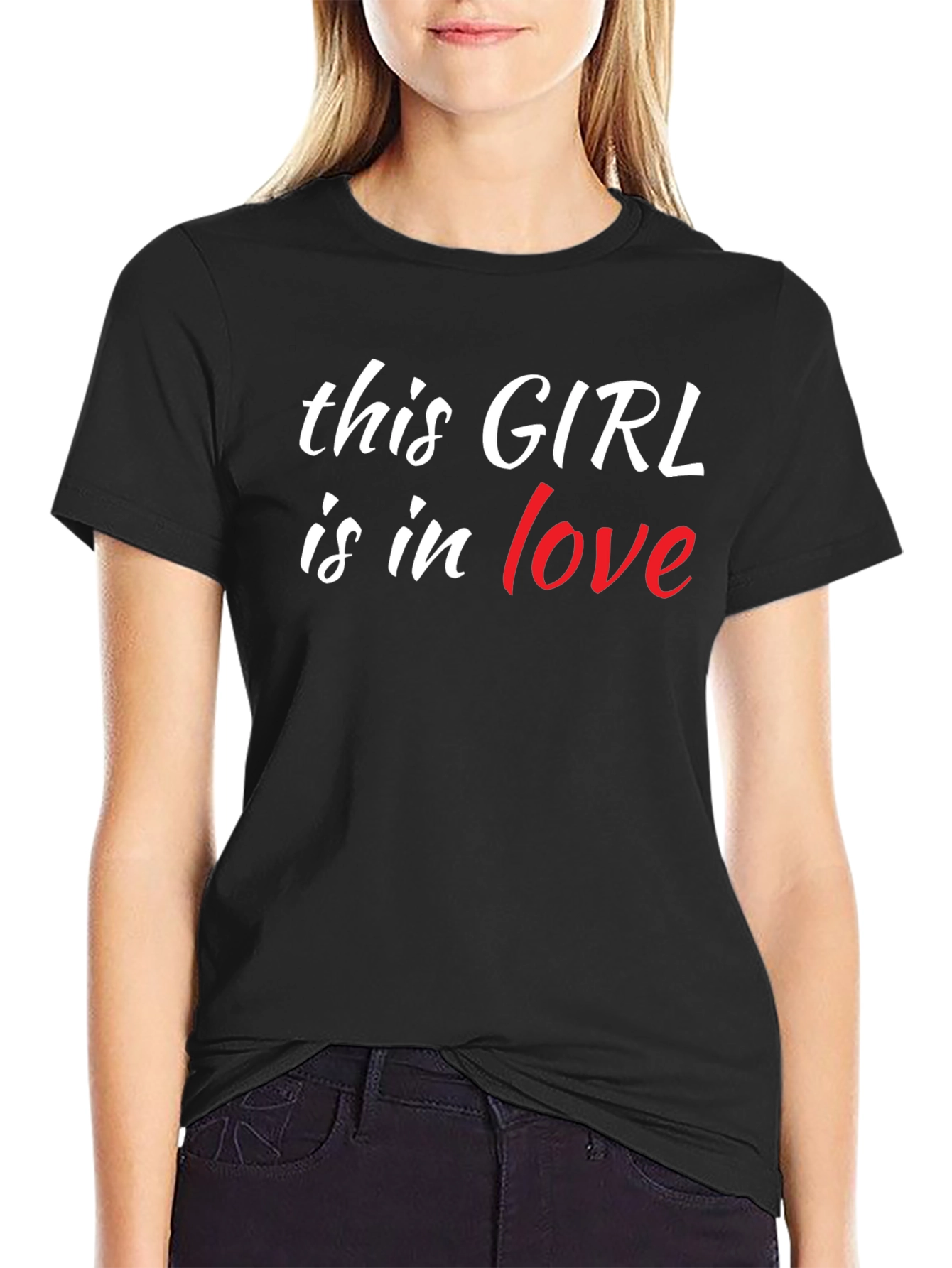 This Girl is in Love Black T-Shirt