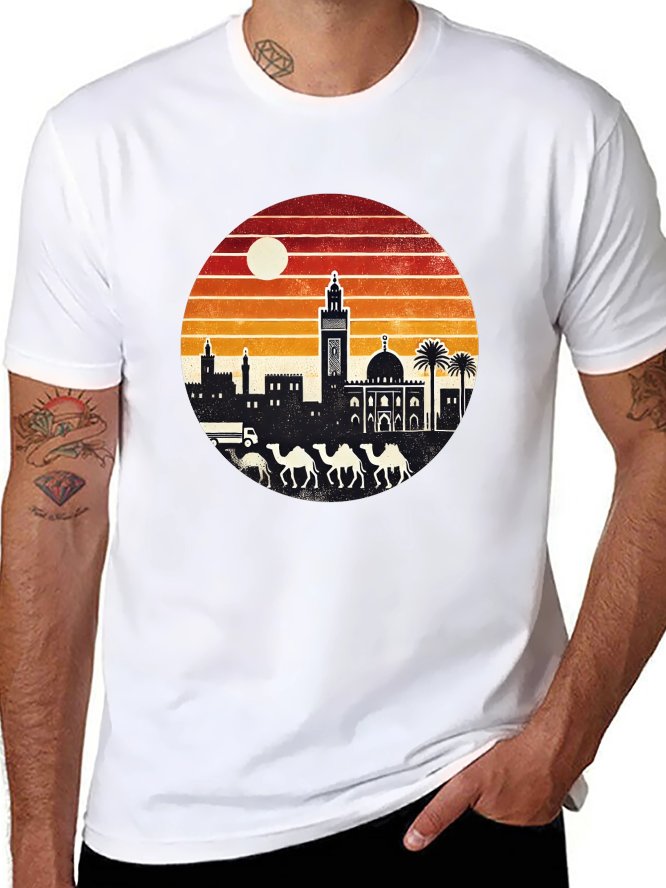 Retro Sunset Camel Desert T-Shirt