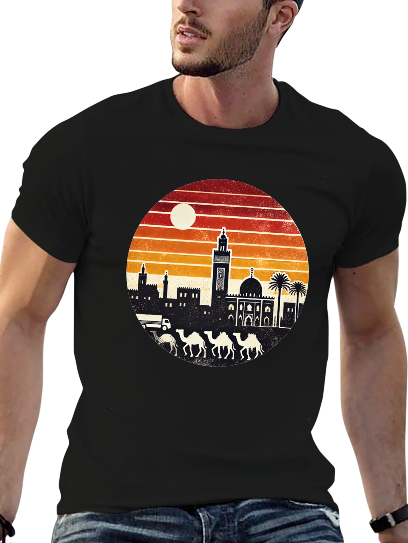 Retro Sunset Camel Desert T-Shirt