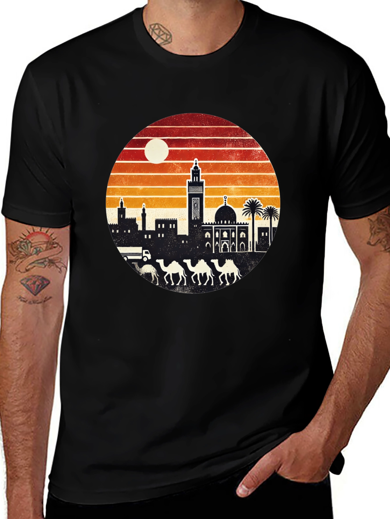 Retro Sunset Camel Desert T-Shirt