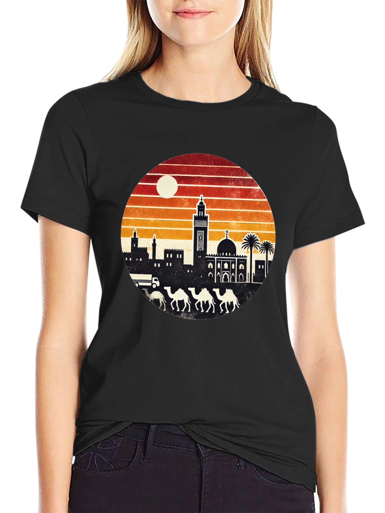 Retro Sunset Camel Desert T-Shirt