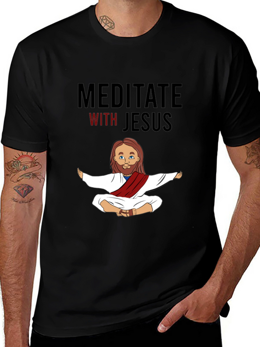 Meditate With Jesus Black T-Shirt