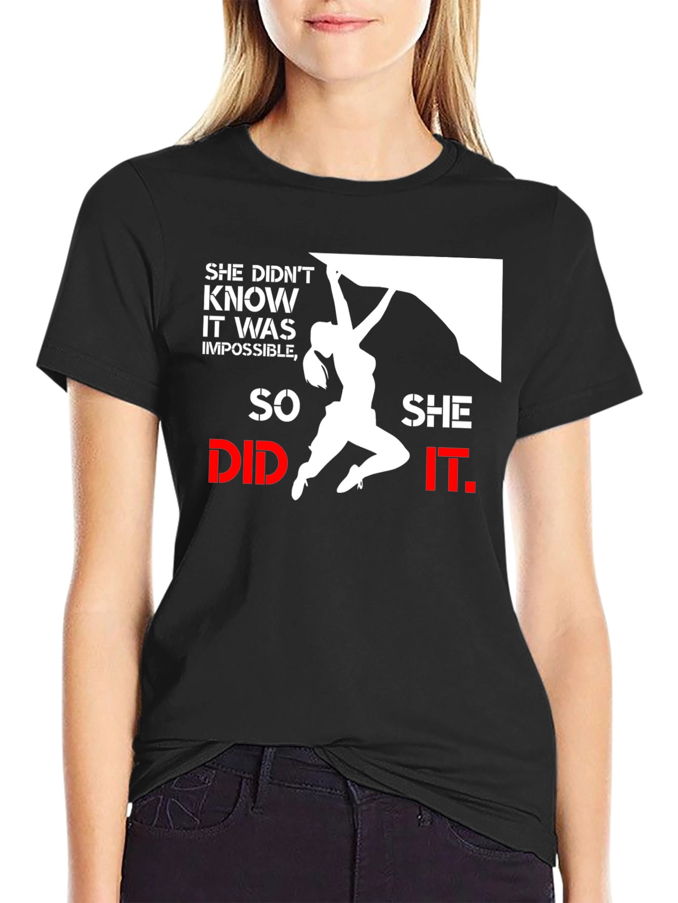 She Did It Climbing T-Shirt Black