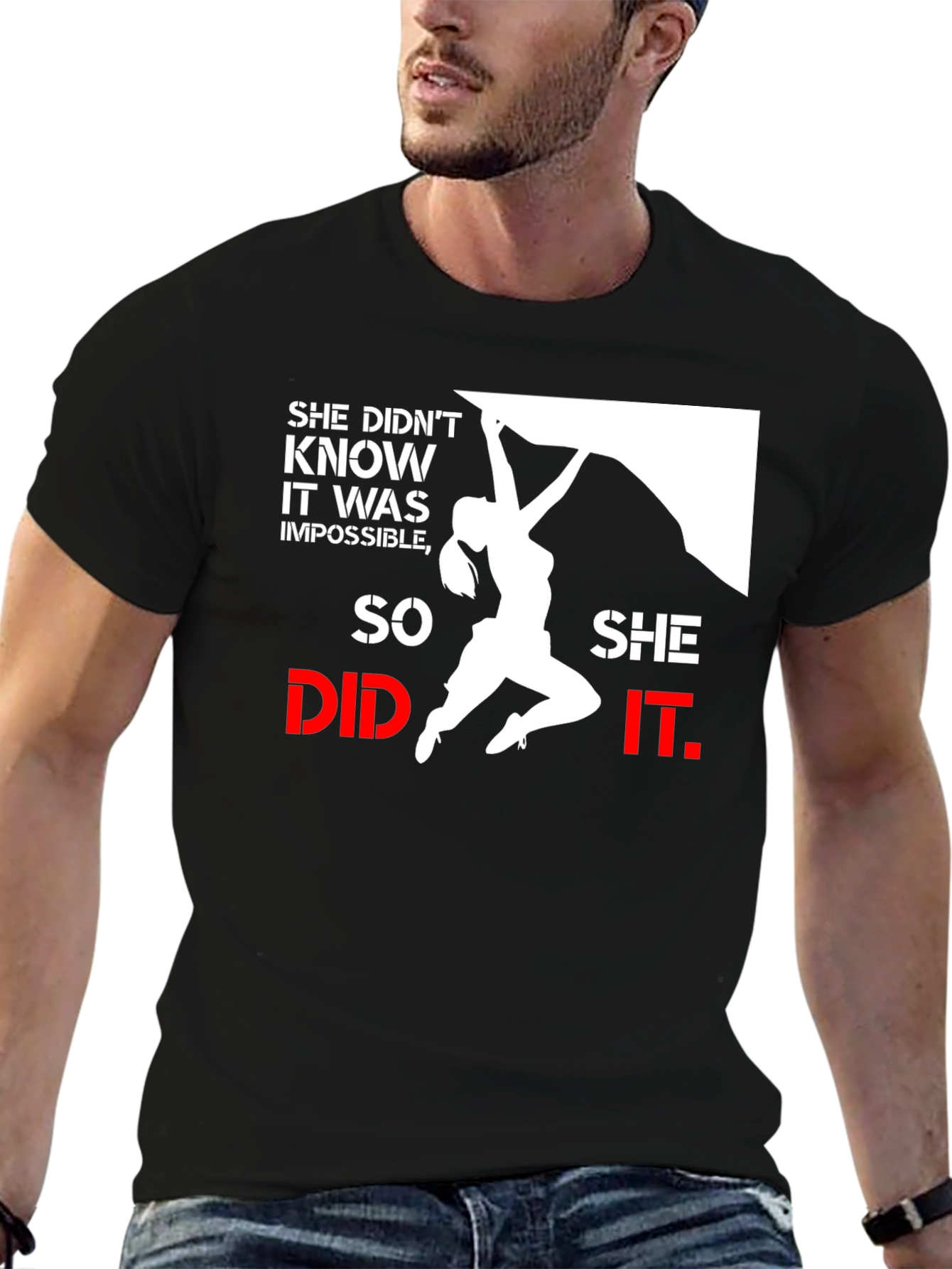 She Did It Climbing T-Shirt Black