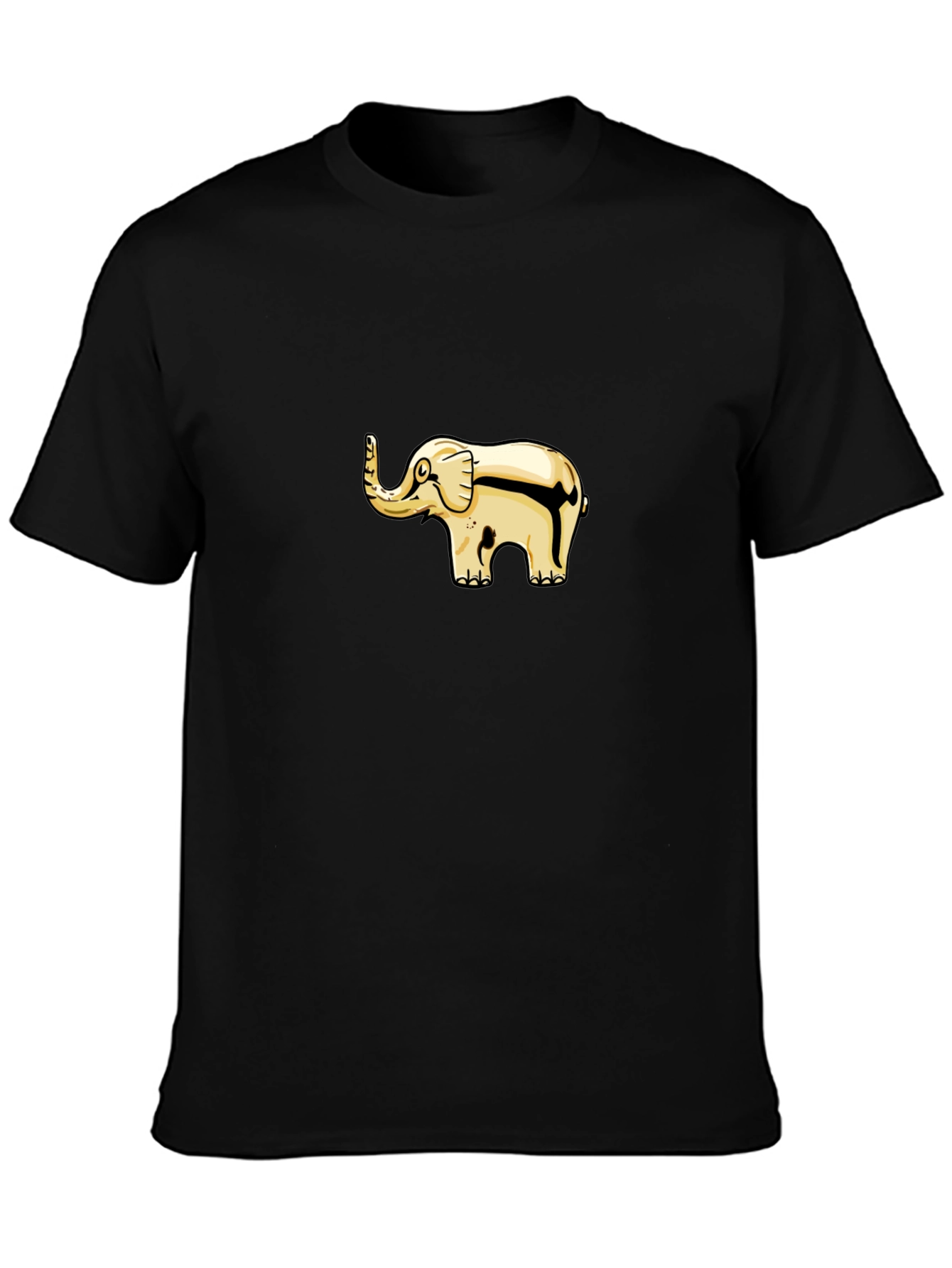 Black T-Shirt with Gold Elephant Graphic