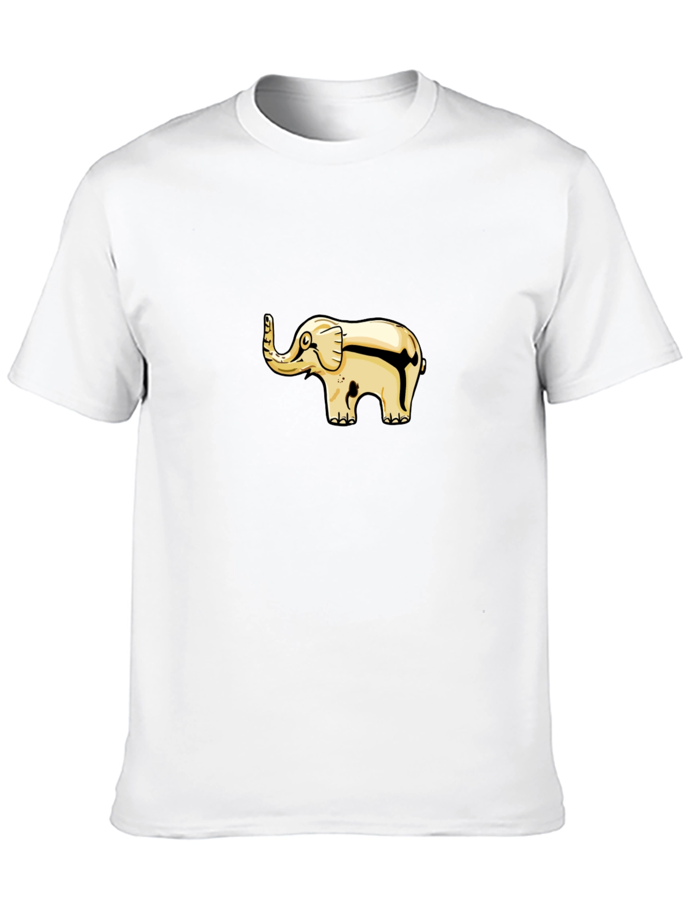 Black T-Shirt with Gold Elephant Graphic