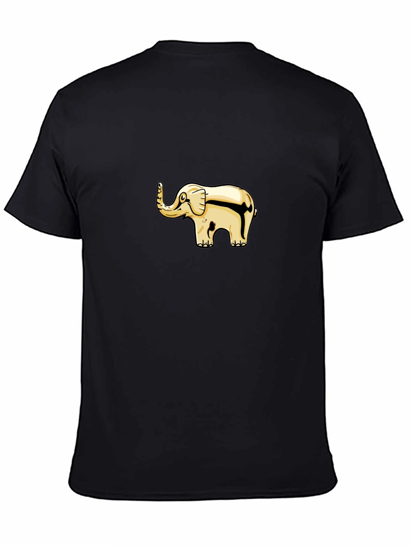 Black T-Shirt with Gold Elephant Graphic