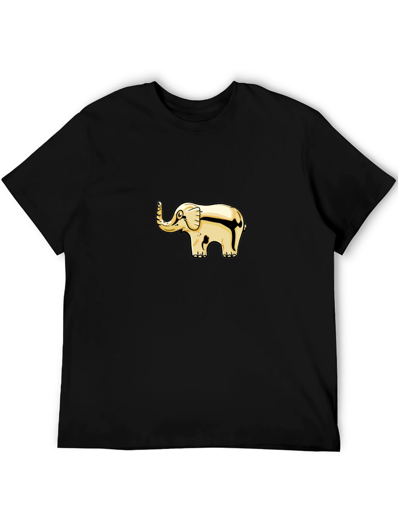 Black T-Shirt with Gold Elephant Graphic