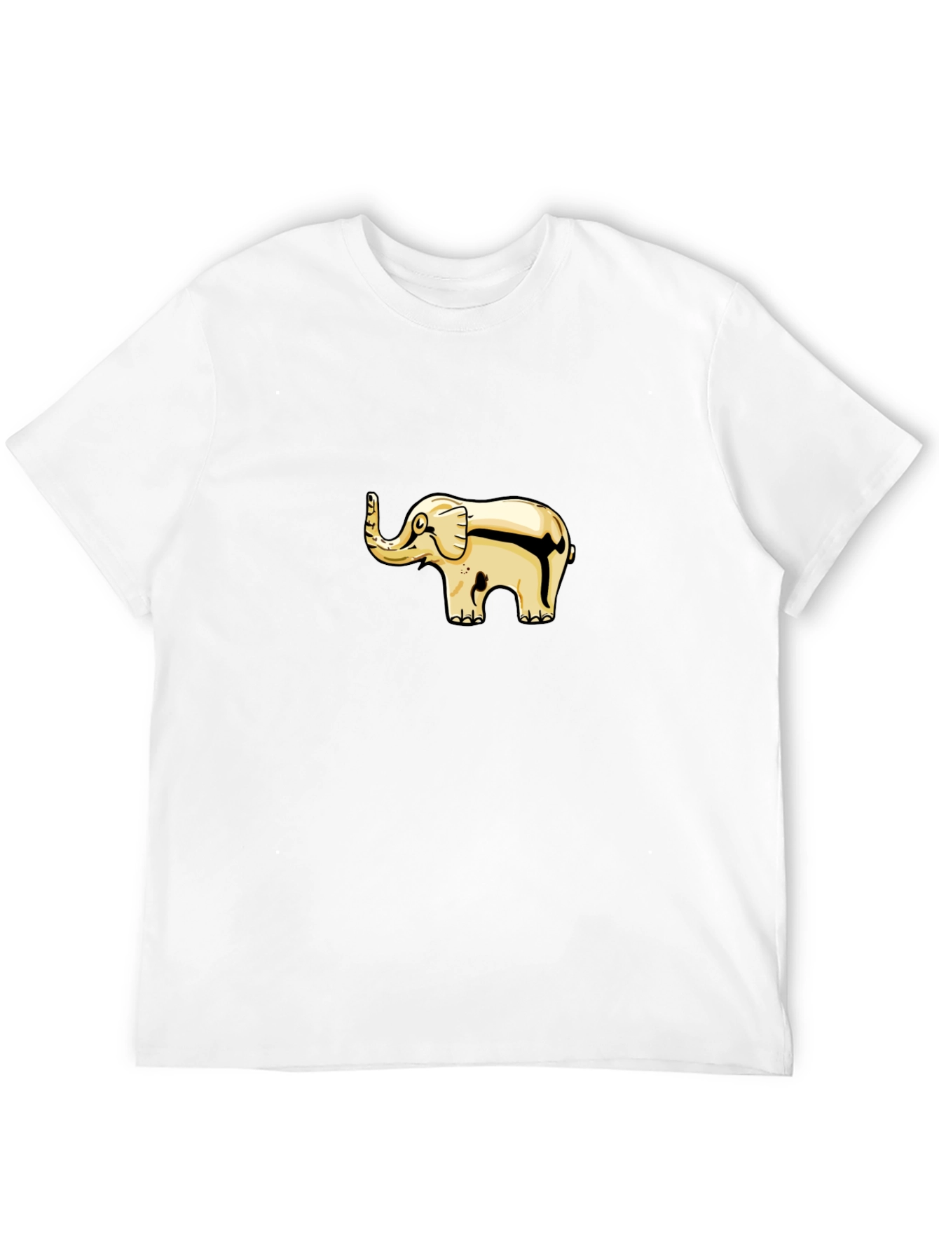 Black T-Shirt with Gold Elephant Graphic