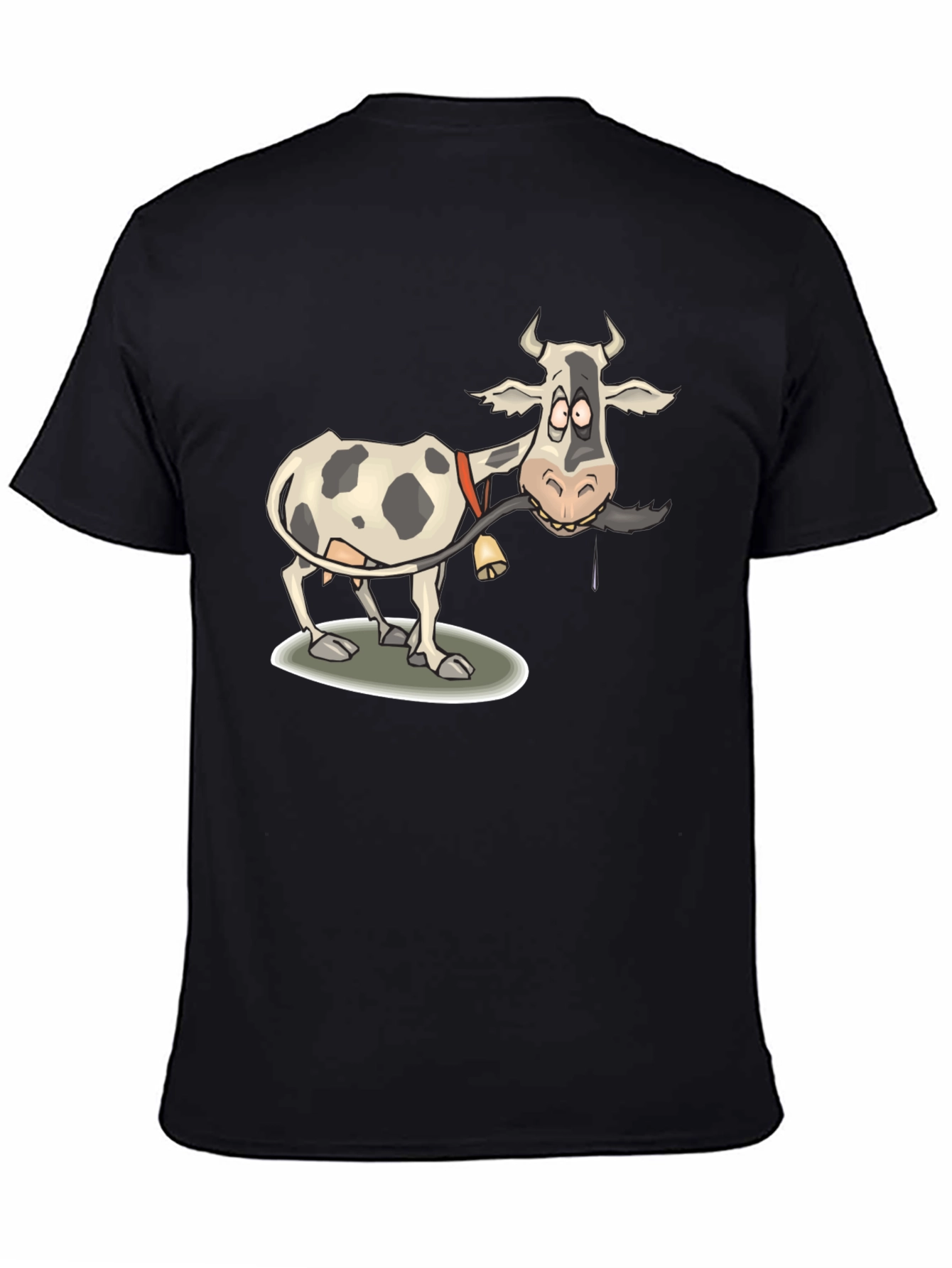 Funny Cow Cartoon Mens Black T-Shirt