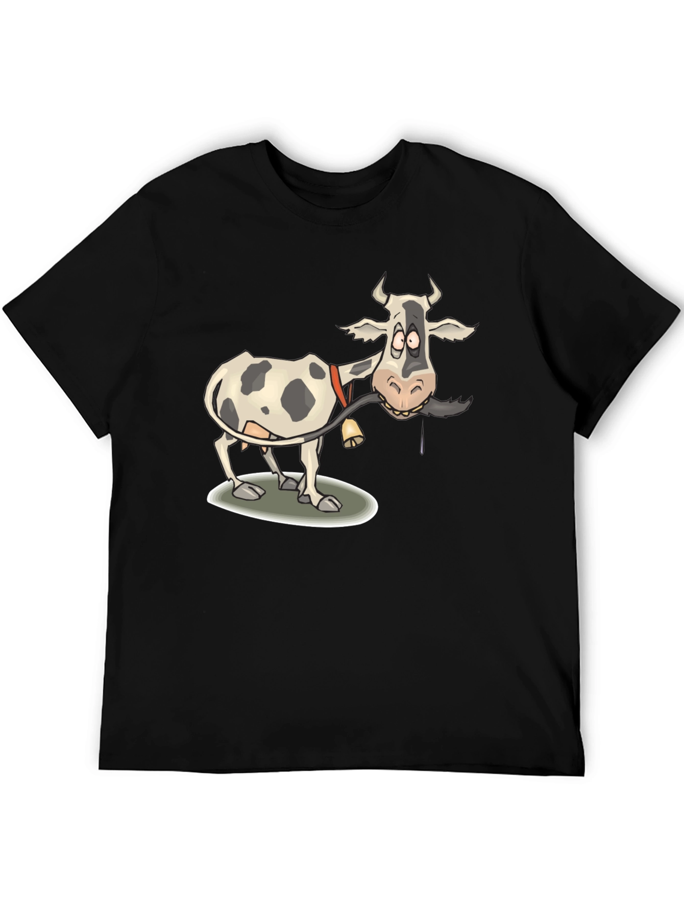 Funny Cow Cartoon Mens Black T-Shirt