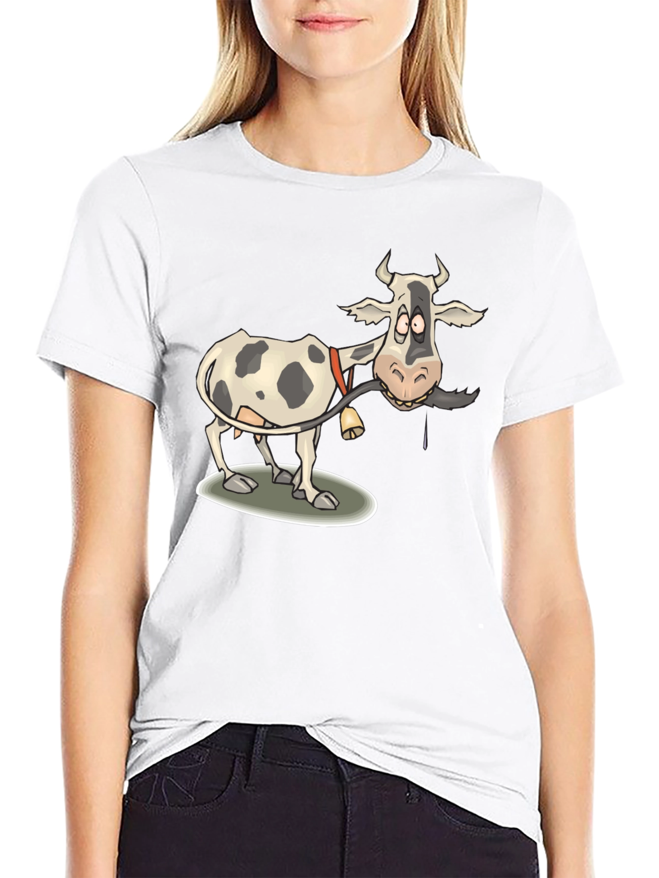 Funny Cow Cartoon Mens Black T-Shirt
