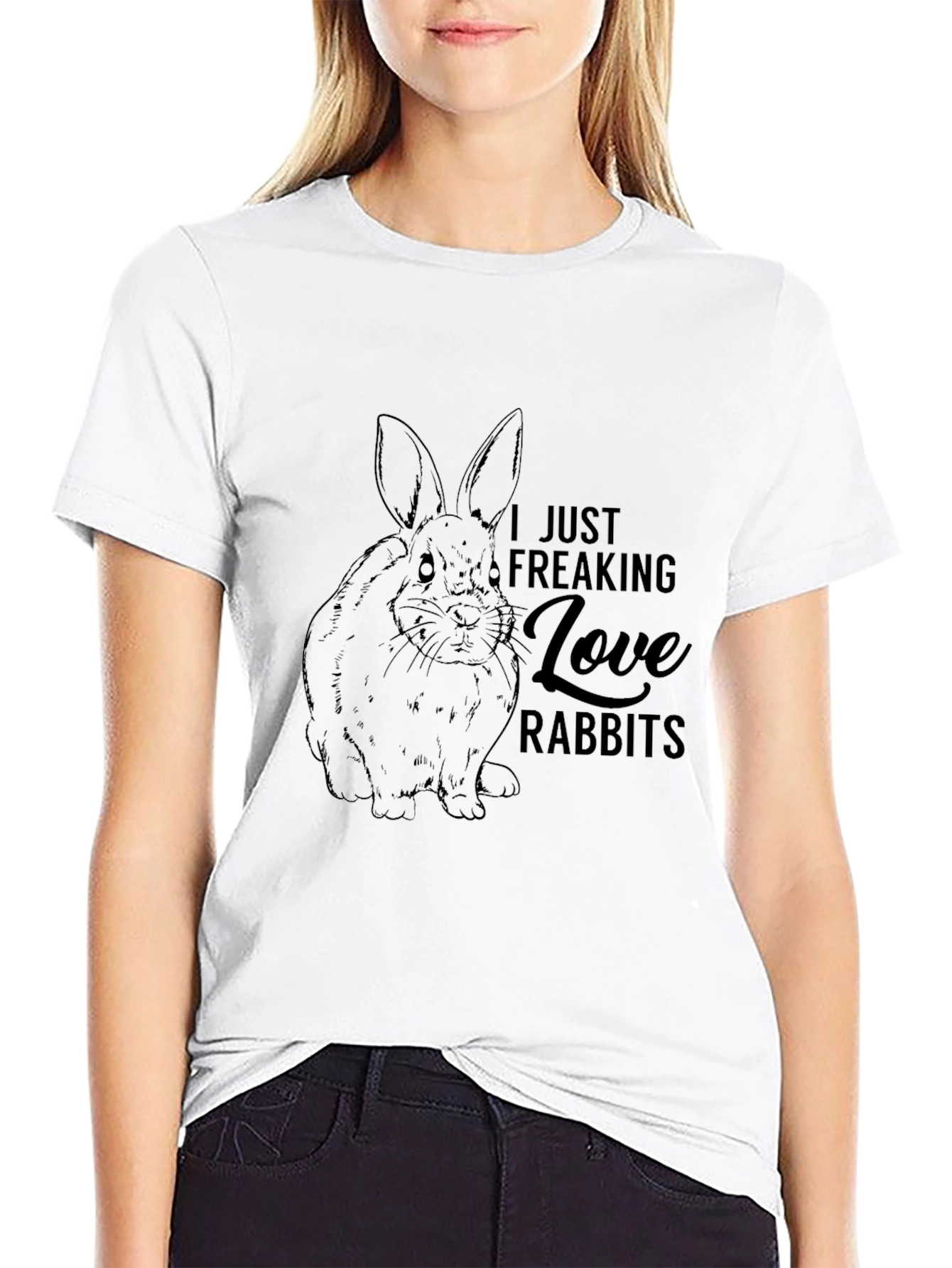 I Just Freaking Love Rabbits Black T-Shirt
