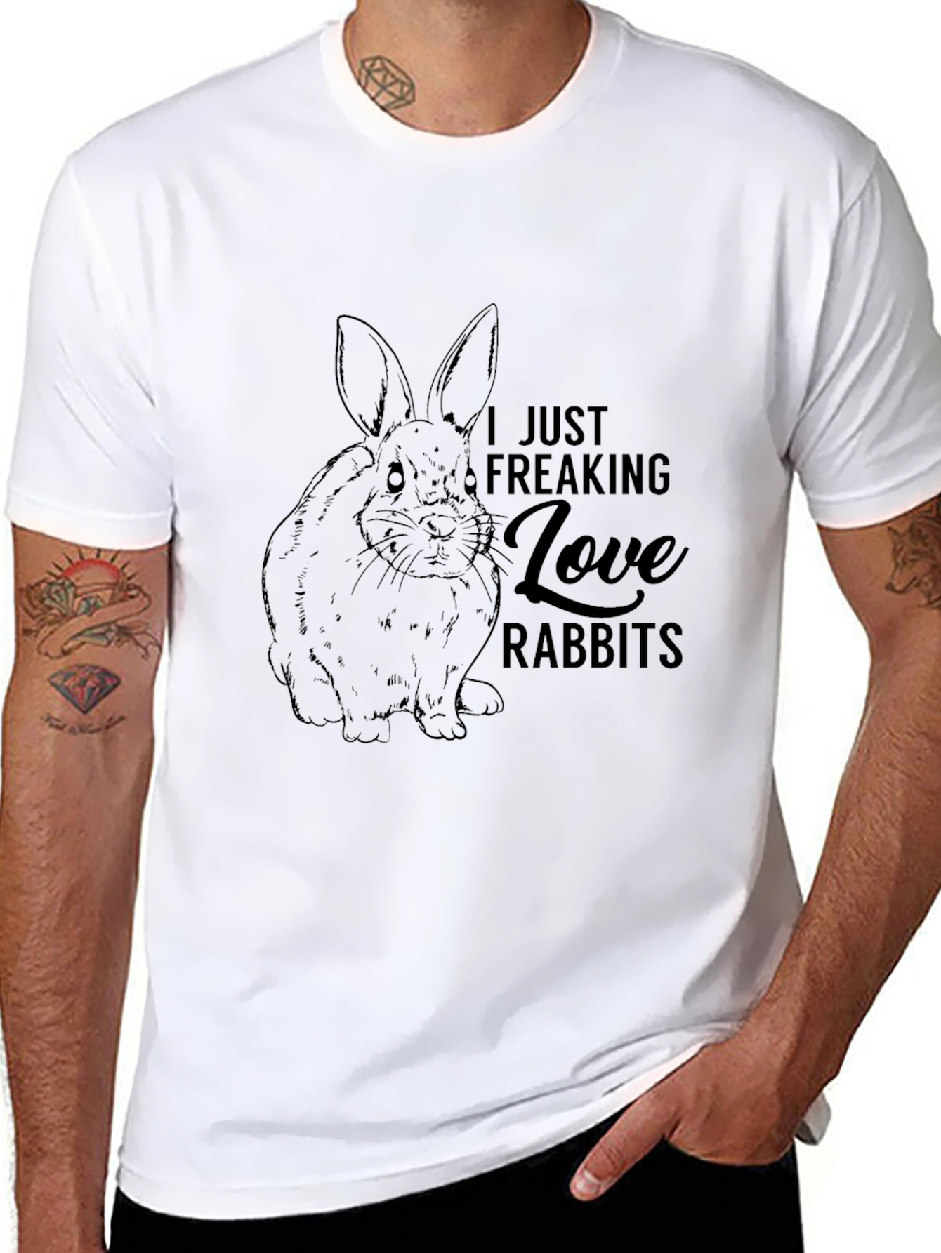 I Just Freaking Love Rabbits Black T-Shirt