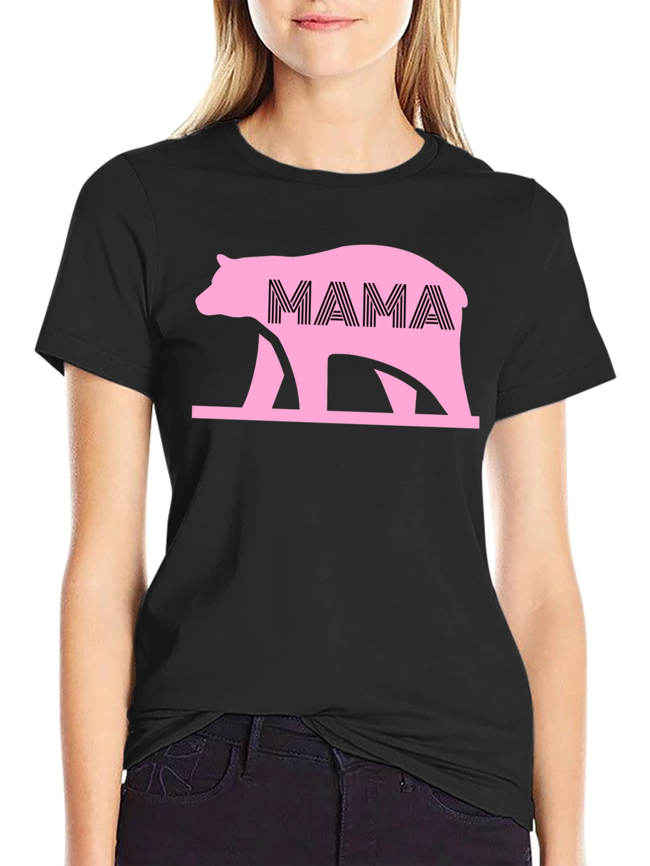 Mama Bear Graphic Tee - Black Cotton Shirt