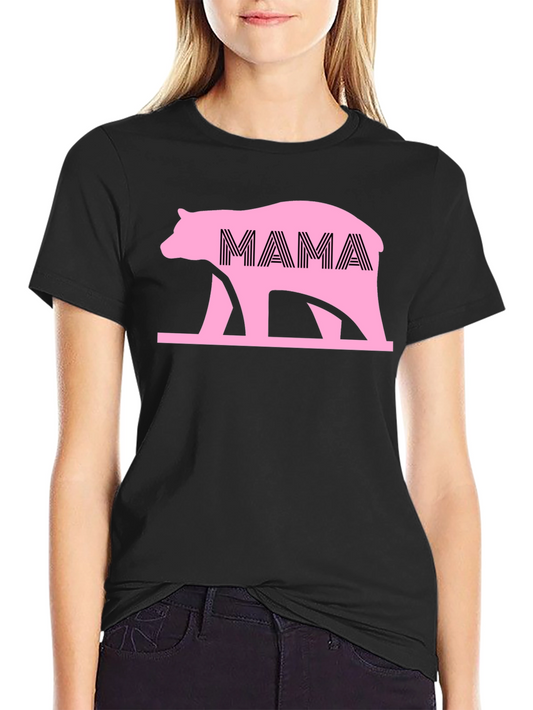 Mama Bear Graphic Tee - Black Cotton Shirt