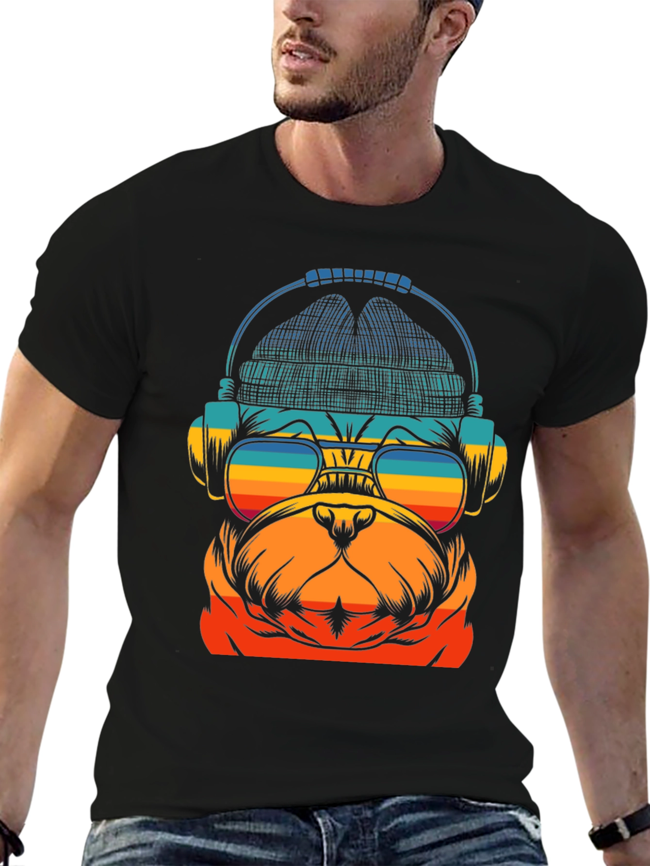 Retro Bulldog DJ T-Shirt