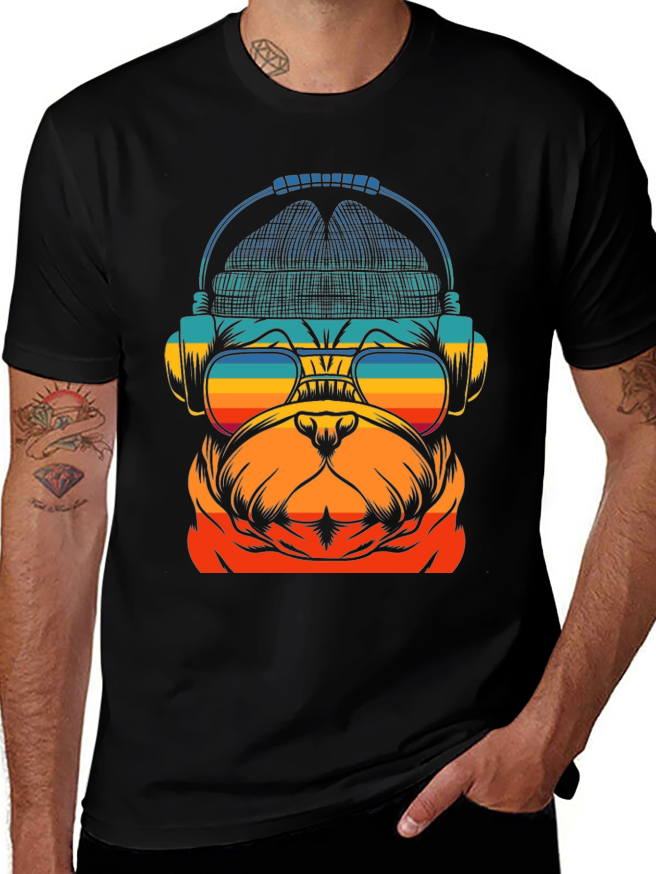 Retro Bulldog DJ T-Shirt