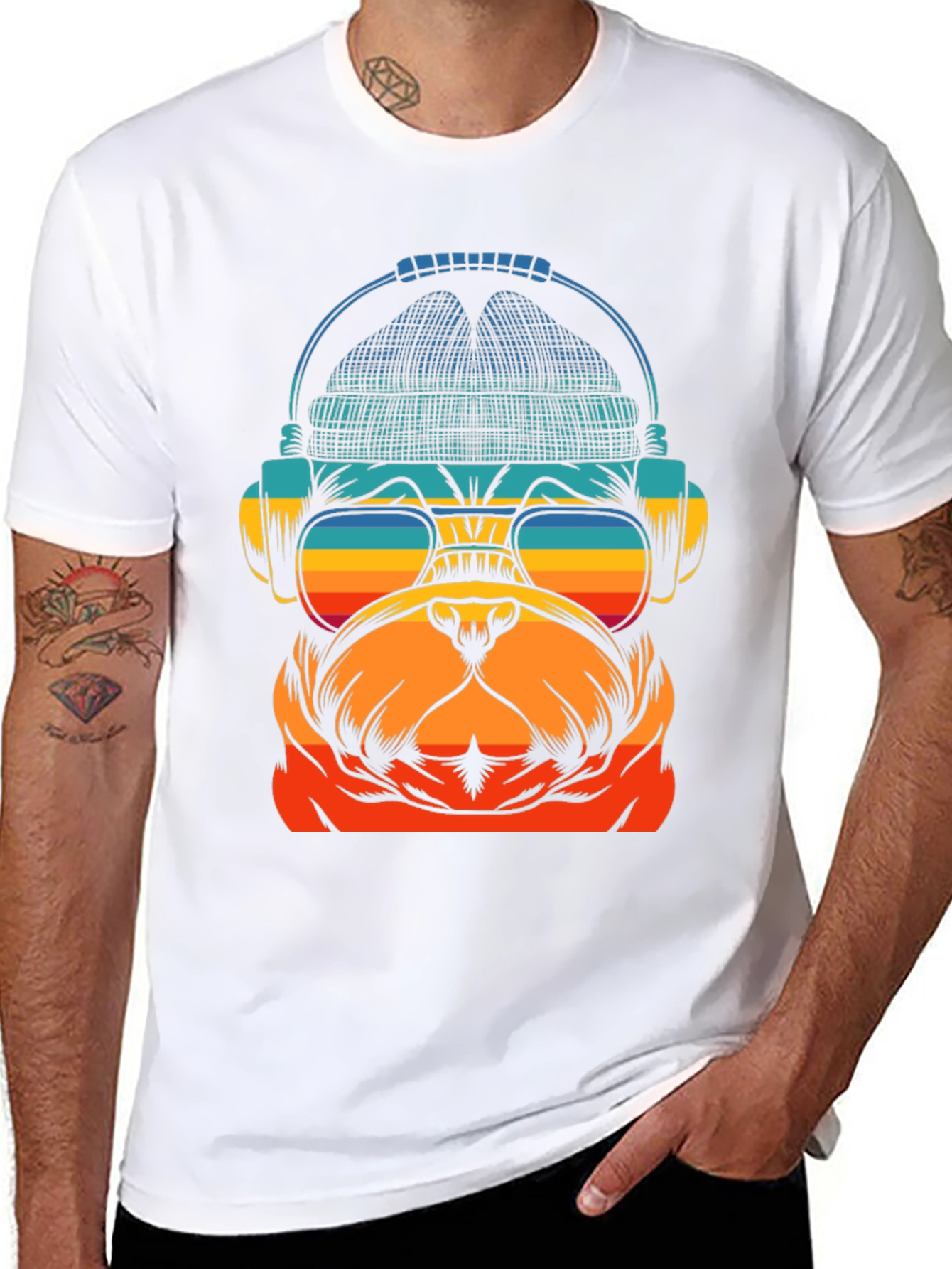 Retro Bulldog DJ T-Shirt