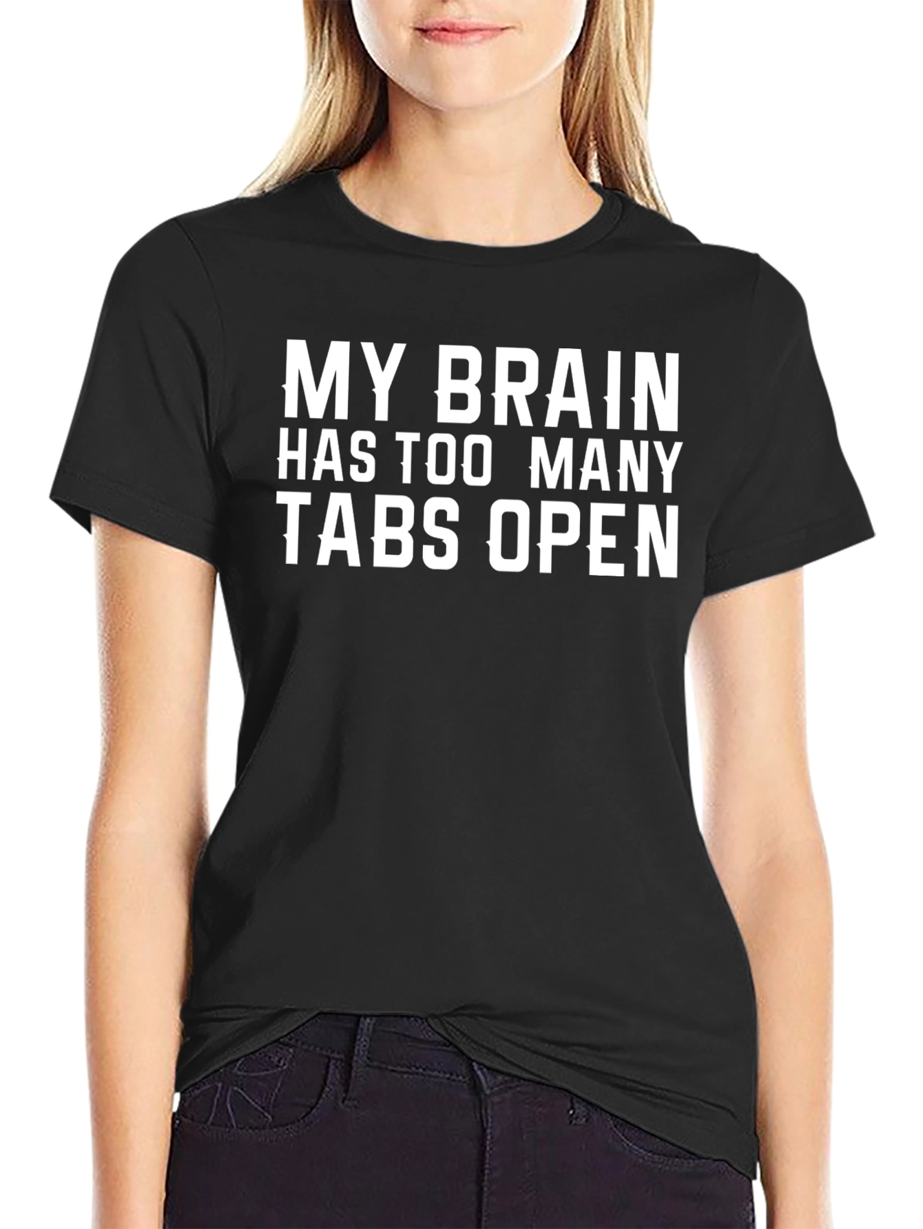 Funny Brain Tabs Open Graphic Black T-Shirt