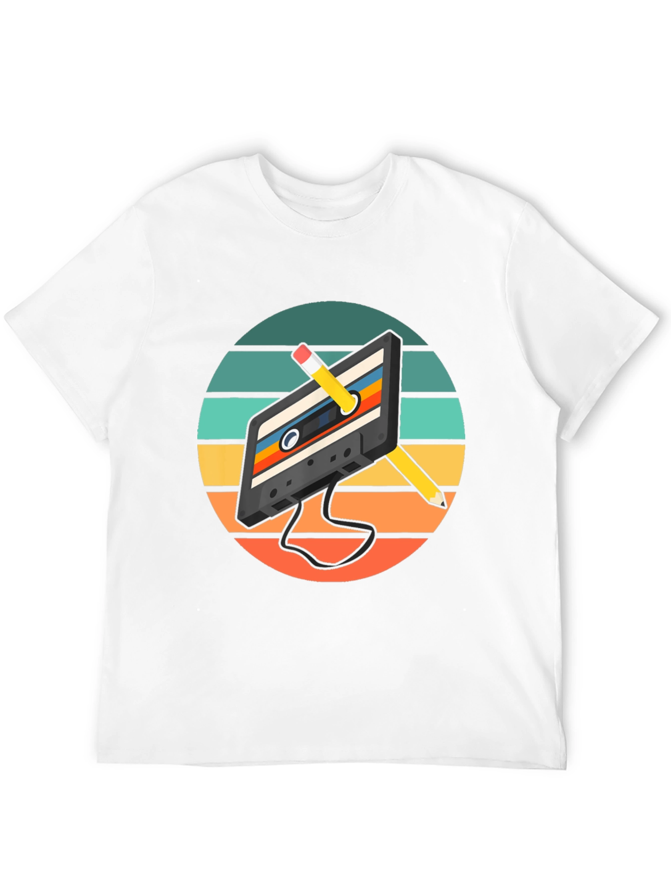Retro Cassette Tape & Pencil Graphic Tee