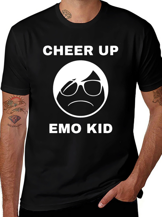 Cheer Up Emo Kid Black Graphic T-Shirt