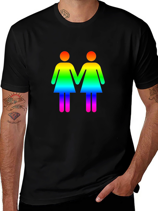 Rainbow Lesbian Symbol Black T-Shirt