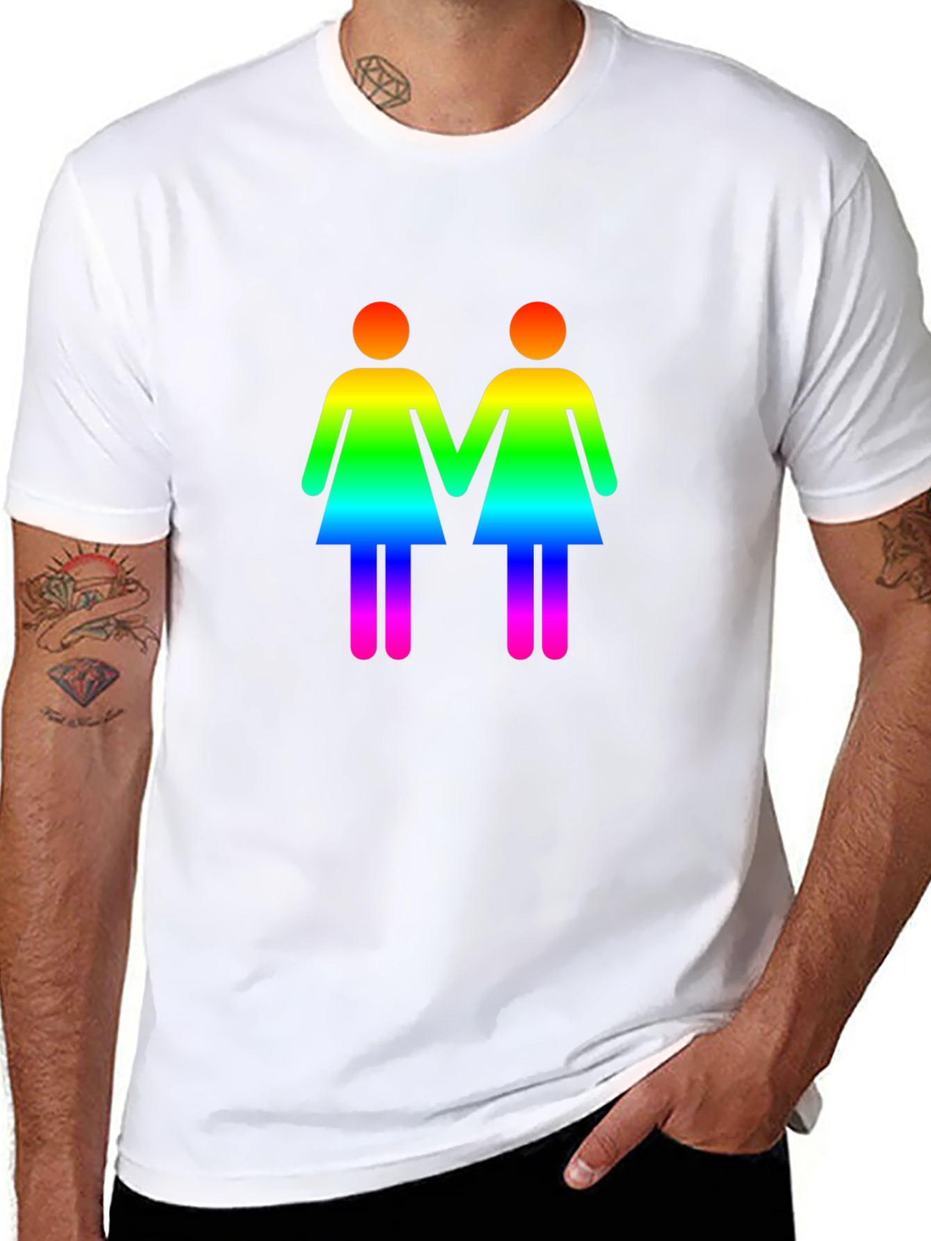 Rainbow Lesbian Symbol Black T-Shirt