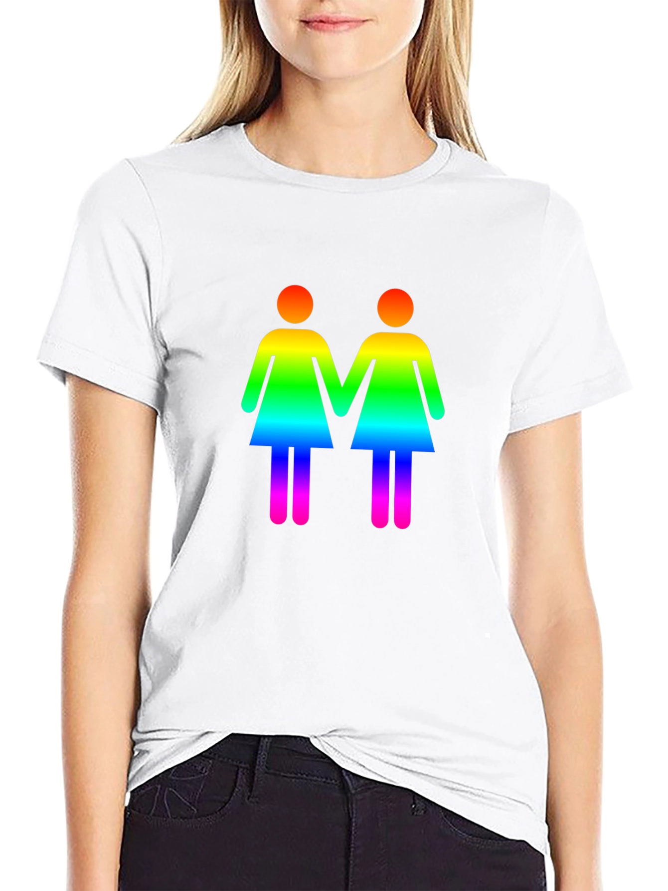Rainbow Lesbian Symbol Black T-Shirt