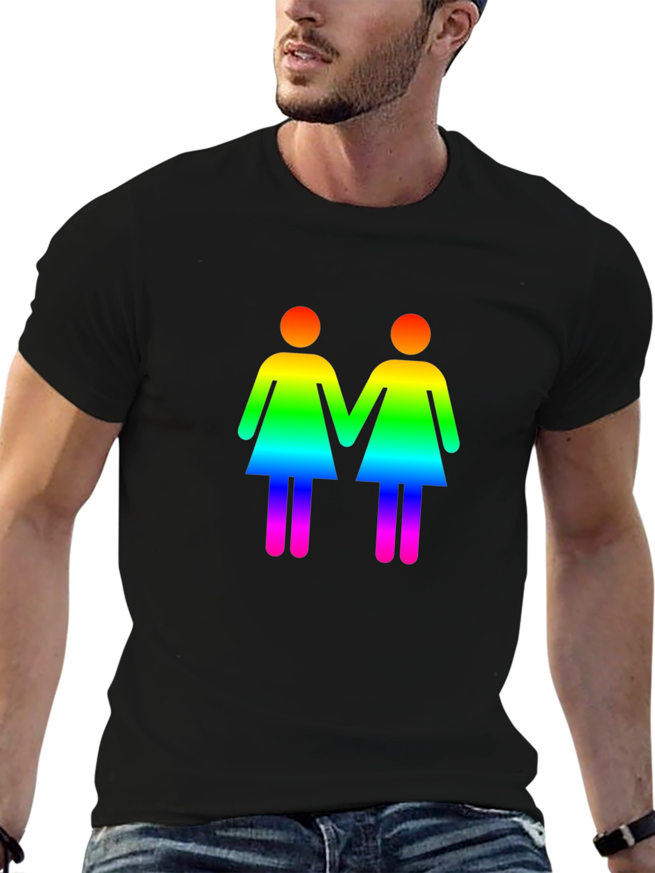 Rainbow Lesbian Symbol Black T-Shirt