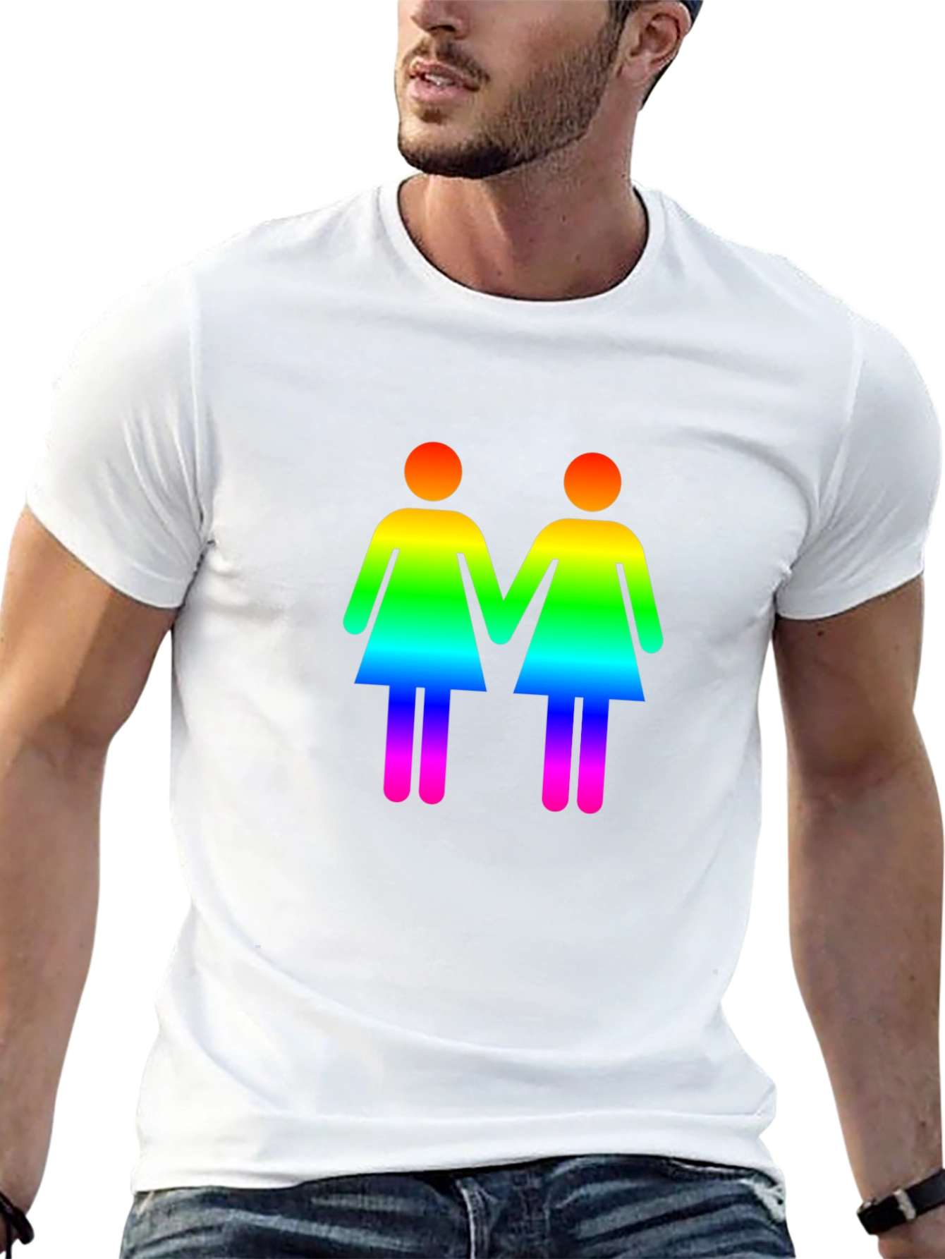 Rainbow Lesbian Symbol Black T-Shirt