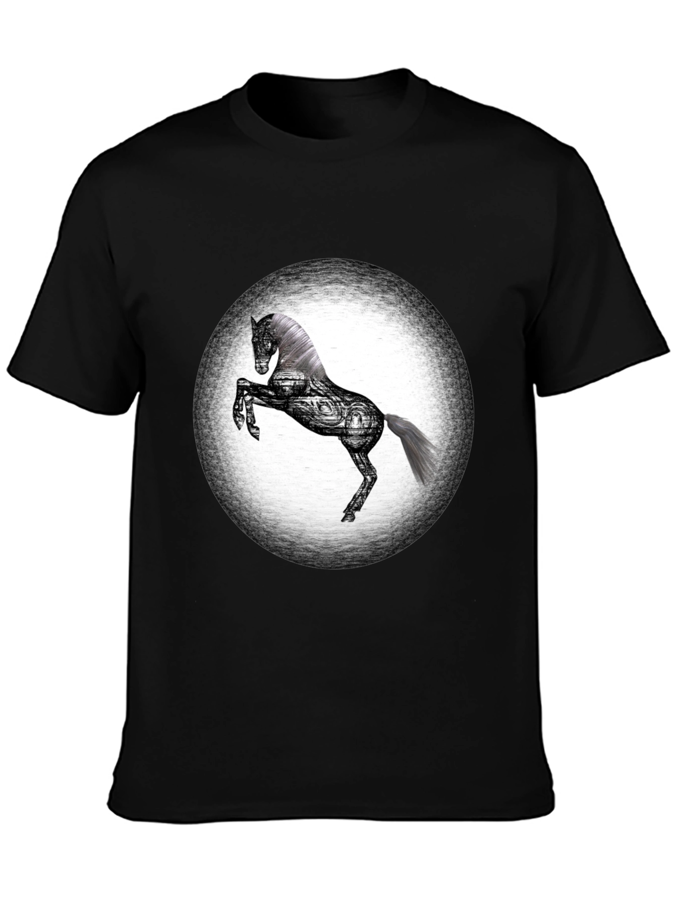 Graphic Horse T-Shirt - Black Cotton Blend