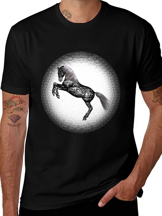Graphic Horse T-Shirt - Black Cotton Blend