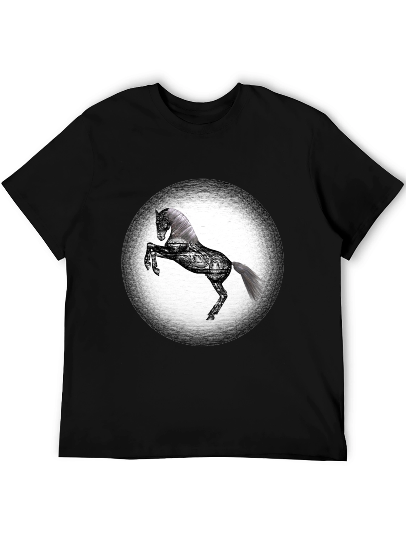 Graphic Horse T-Shirt - Black Cotton Blend