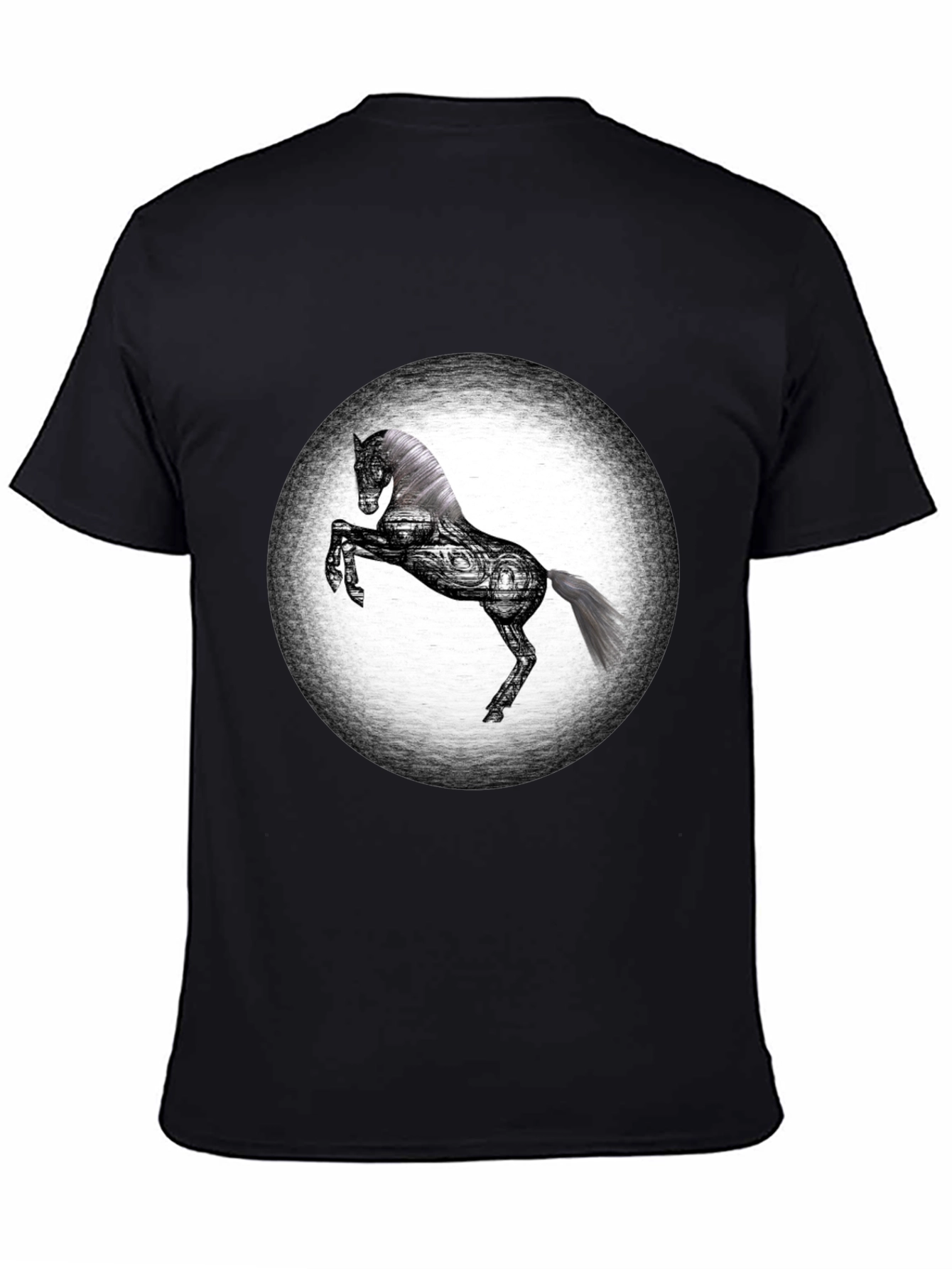 Graphic Horse T-Shirt - Black Cotton Blend